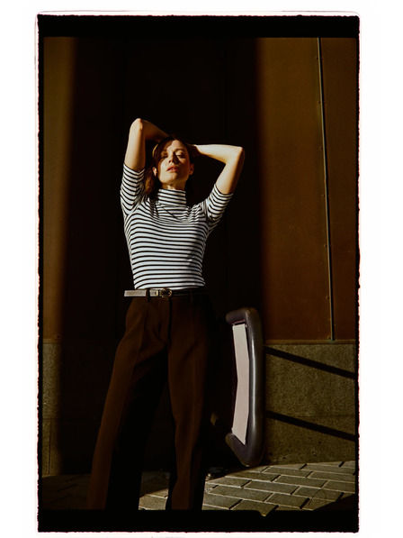 Moodo Tricou cu guler ridicat în dungi Moodo