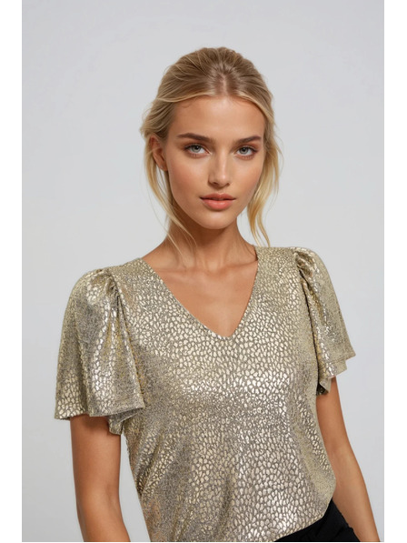 Moodo Bluză cu mâneci bufante, aurie Moodo