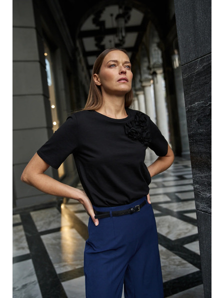 Moodo Tricou din bumbac cu aplicație, negru Moodo