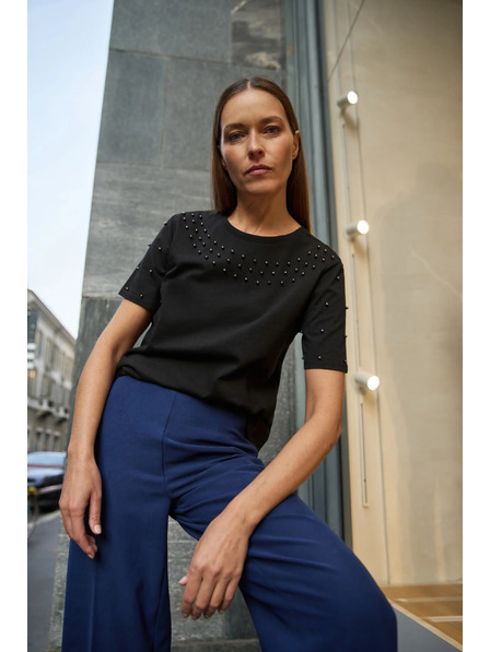 Moodo Tricou negru cu mărgele Moodo