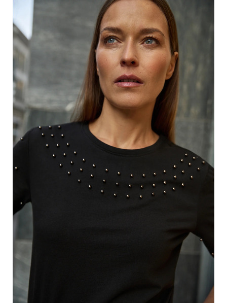 Moodo Tricou negru cu mărgele Moodo