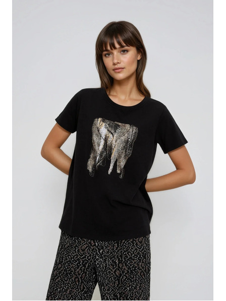 Moodo Bluză cu imprimeu neagră Moodo