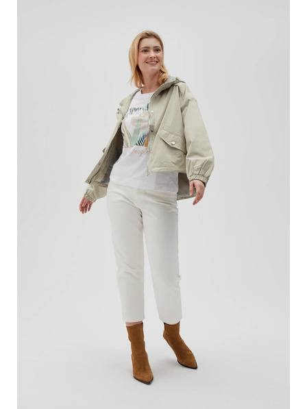 Moodo Jachetă scurtă cu glugă măslie Moodo