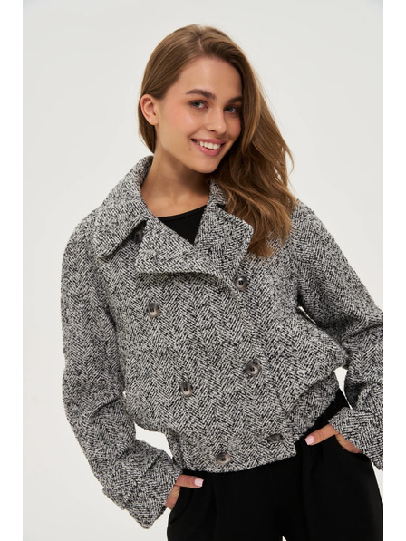 Moodo Palton scurt alb-negru Moodo