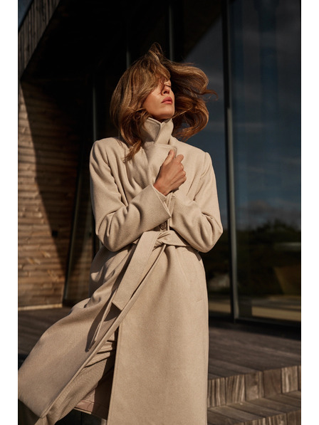 Moodo Palton cu curea bej Moodo