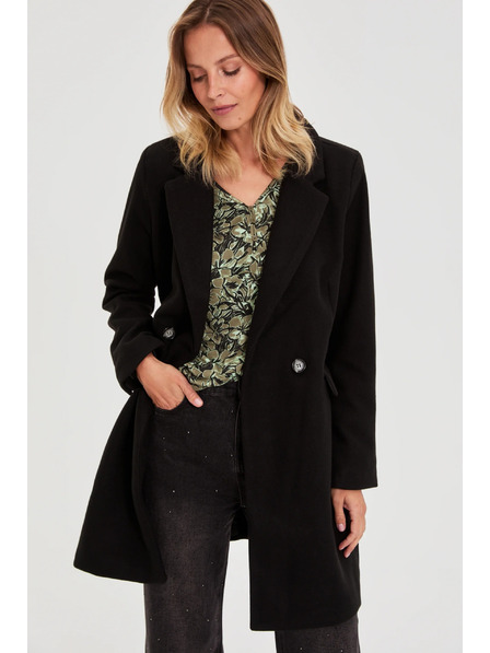 Moodo Palton cu două rânduri de nasturi negru Moodo