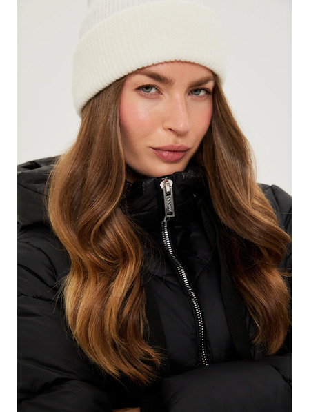 Moodo Jachetă matlasată cu glugă neagră Moodo