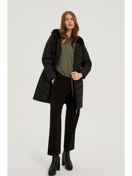 Moodo Jachetă cu glugă matlasată neagră Moodo