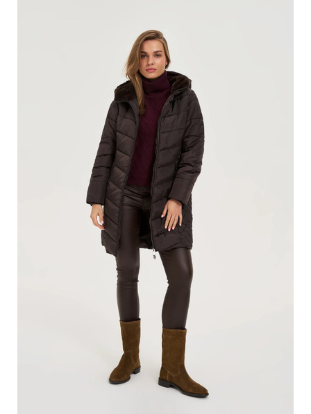 Moodo Jachetă cu glugă matlasată maro Moodo