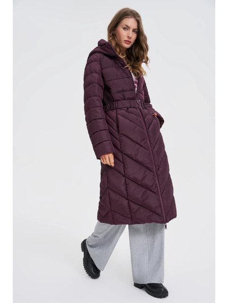 Moodo Jachetă cu centură vișinie Moodo