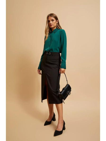 Moodo Geantă neagră de umăr cu cataramă argintie Moodo