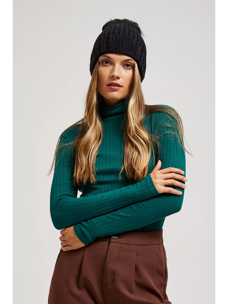 Moodo Șapcă cu ciucure decorată cu paiete negre Moodo