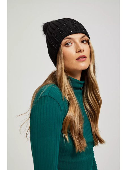 Moodo Șapcă cu ciucure decorată cu paiete negre Moodo