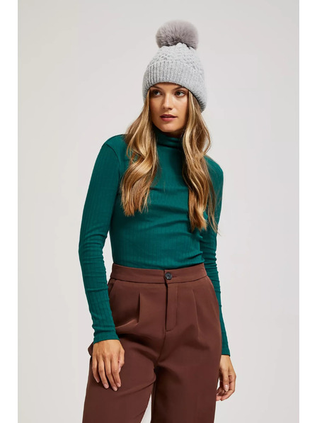 Moodo Șapcă cu ciucure blănos gri Moodo