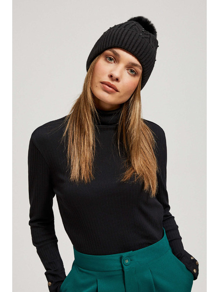 Moodo Șapcă cu ciucure și mărgele neagră Moodo