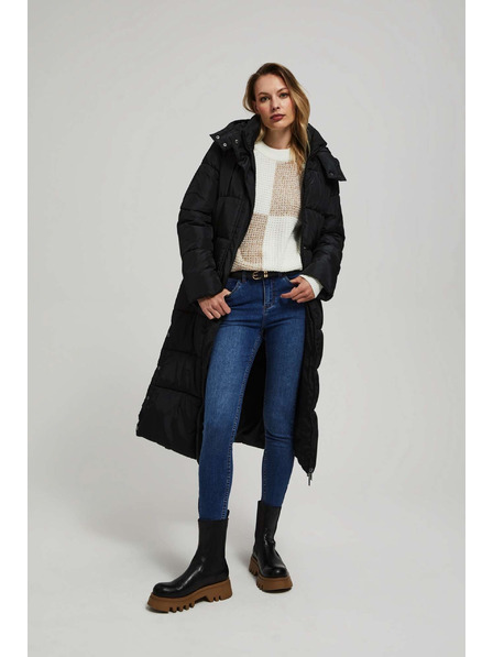 Moodo Jachetă matlasată cu glugă neagră Moodo