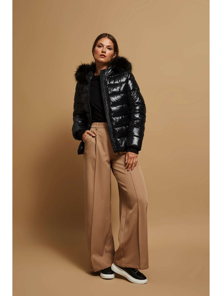 Moodo Geacă matlasată cu glugă cu blană Moodo