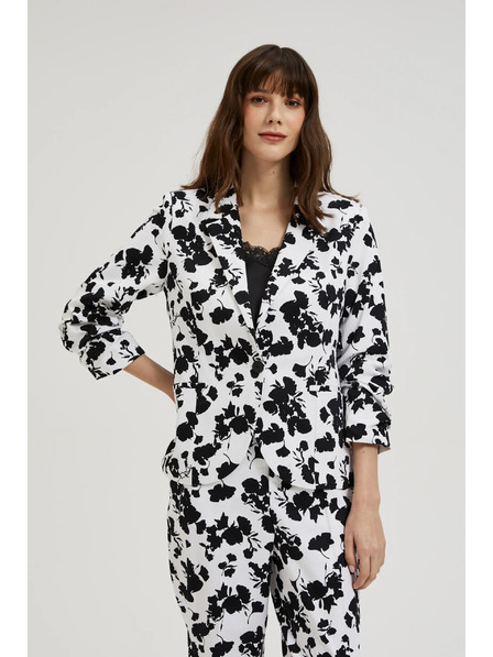 Moodo Sacou cu mâneci 3/4 negru-alb Moodo