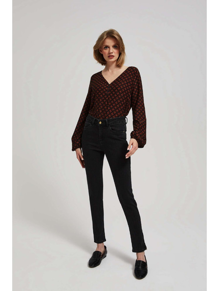 Moodo Jeans skinny negri Moodo