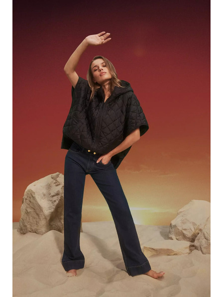 Moodo Jeans bleumarin wide leg cu talie medie Moodo