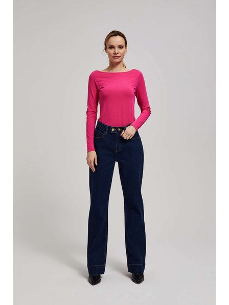 Moodo Jeans bleumarin wide leg cu talie medie Moodo