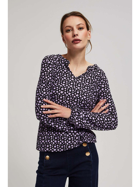 Moodo Bluză cu imprimeu și decolteu în V levănțică Moodo