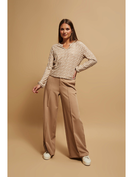 Moodo Bluză cu imprimeu și decolteu în V perlată Moodo