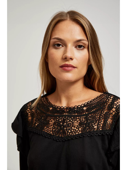 Moodo Tricou negru cu dantelă Moodo