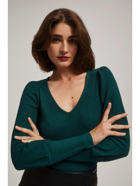 Moodo Bluză smarald cu decolteu în V Moodo