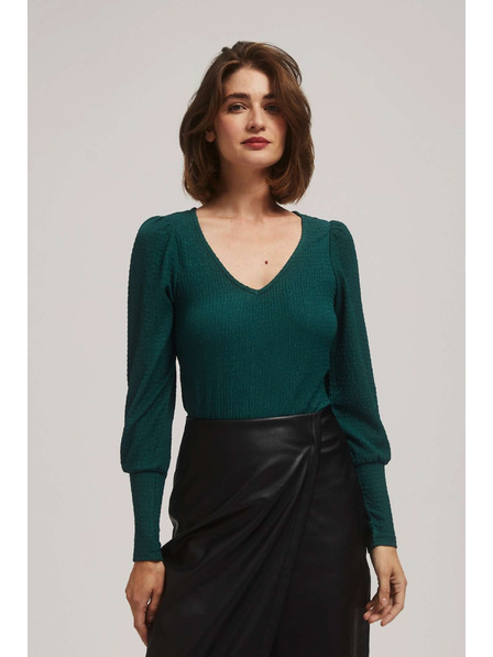 Moodo Bluză smarald cu decolteu în V Moodo
