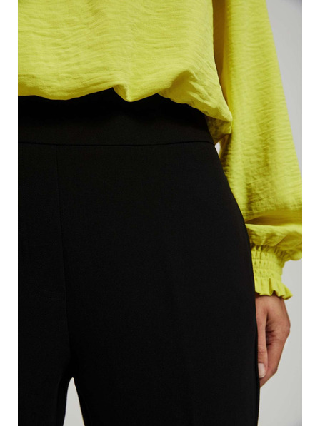 Moodo Pantaloni negri cu textură și lungime 7/8 Moodo