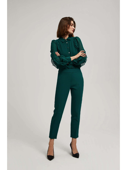 Moodo Pantaloni smarald cu textură și lungime 7/8 Moodo
