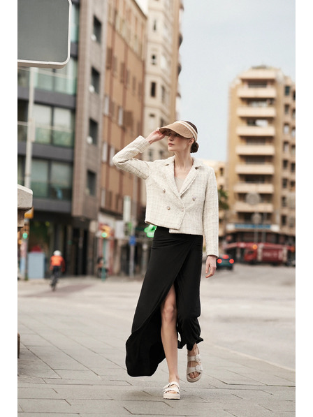 Moodo Pantaloni negri cu croială largă Moodo