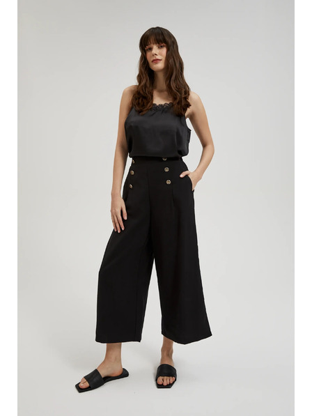 Moodo Fustă-pantalon neagră cu nasturi decorativi Moodo