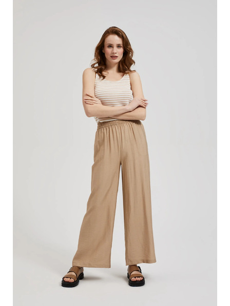 Moodo Pantaloni bej cu croială largă și elastic în talie Moodo