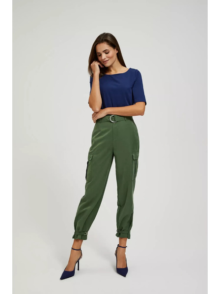 Moodo Pantaloni cargo kaki cu croială îngustă Moodo
