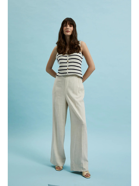 Moodo Pantaloni din in cu croială largă, bej Moodo