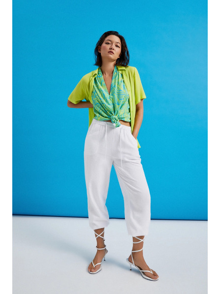 Moodo Pantaloni netezi din viscoză albi Moodo