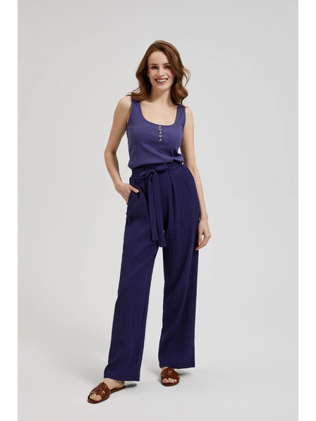 Moodo Pantaloni mov cu croială largă și curea Moodo