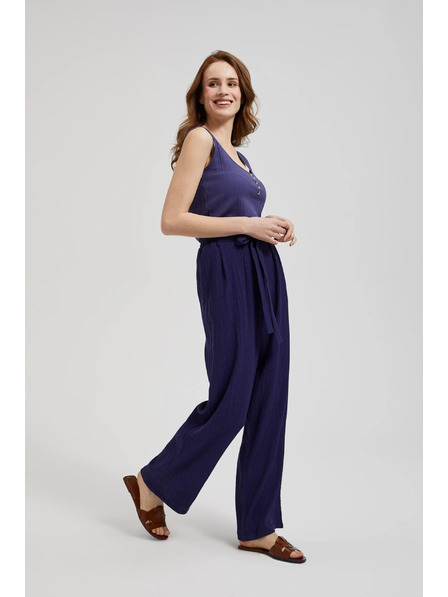 Moodo Pantaloni mov cu croială largă și curea Moodo