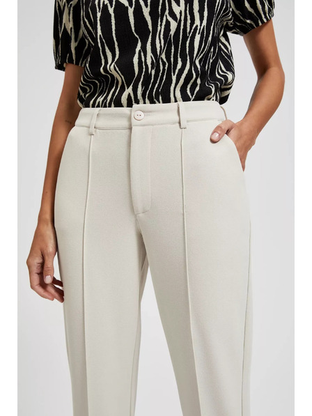 Moodo Pantaloni eleganți bej cu croială îngustă și buzunare Moodo
