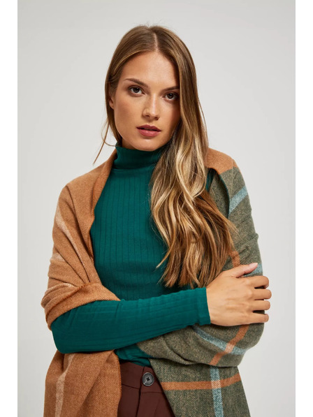 Moodo Eșarfă smarald cu franjuri Moodo