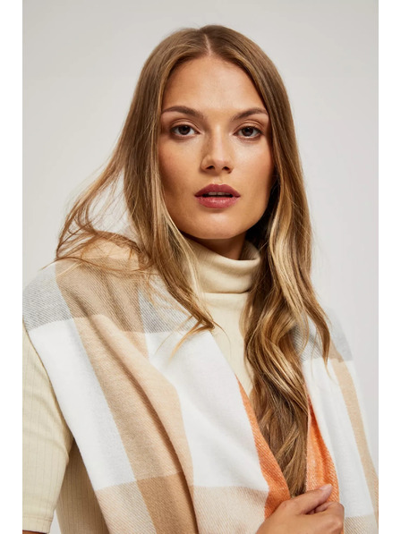 Moodo Eșarfă în carouri portocalie cu franjuri Moodo