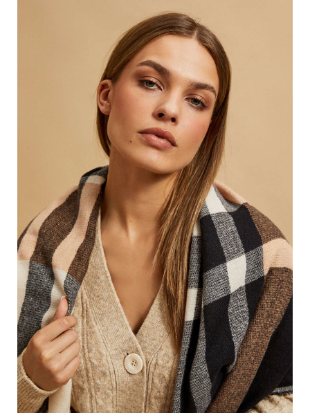 Moodo Eșarfă în carouri piersică Moodo