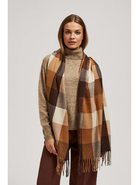 Moodo Șal elegant în carouri maro Moodo