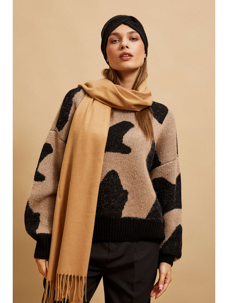 Moodo Eșarfă netedă bej închis Moodo