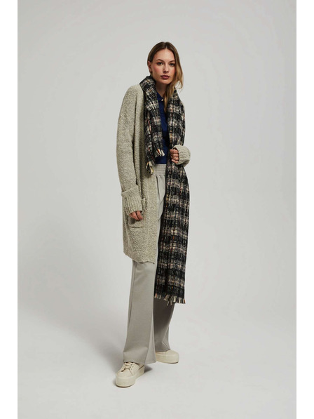 Moodo Eșarfă în carouri neagră cu fir metalic Moodo