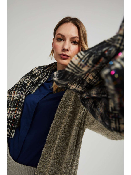 Moodo Eșarfă în carouri neagră cu fir metalic Moodo
