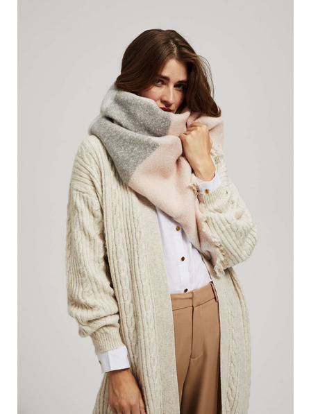 Moodo Eșarfă în carouri roz pudrat cu franjuri Moodo