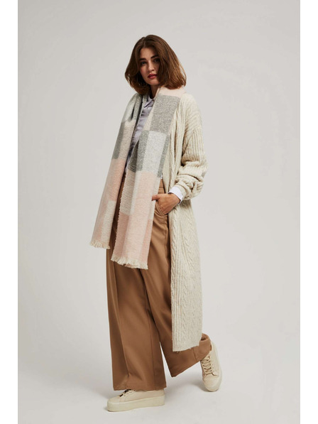 Moodo Eșarfă în carouri roz pudrat cu franjuri Moodo